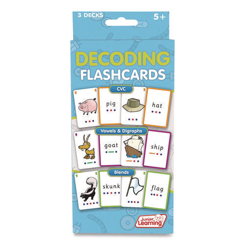 Junior Learning Inc JL211 Decoding Flashcards, 3 Decks, Ages 5 and Up