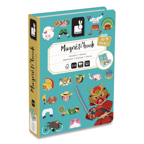 Janod J02598 Magneti'books, History, 72 Pieces (12 Cards, 60 Magnetic Shapes), Ages 3 to 8