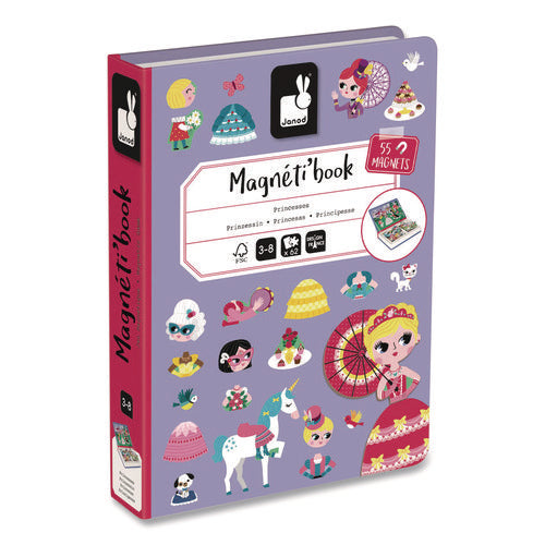 Janod J02725 Magneti'books, Princesses, 62 Pieces (7 Cards, 55 Magnetic Shapes), Ages 3 to 8