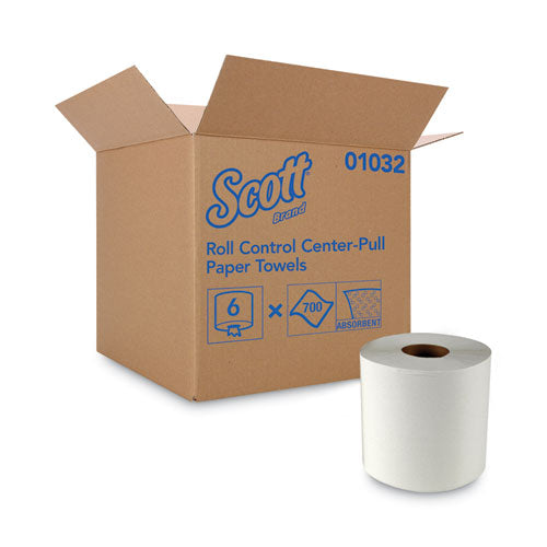 Scott 01032 Essential Roll Center-Pull Towels, 1-Ply, 8 x 12, White, 700/Roll, 6 Rolls/Carton