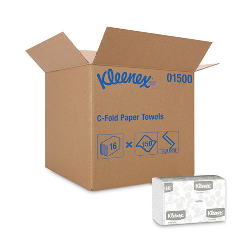 Kleenex 1500 C-Fold Paper Towels, 1-Ply, 10.13 x 13.15, White, 150/Pack, 16 Packs/Carton