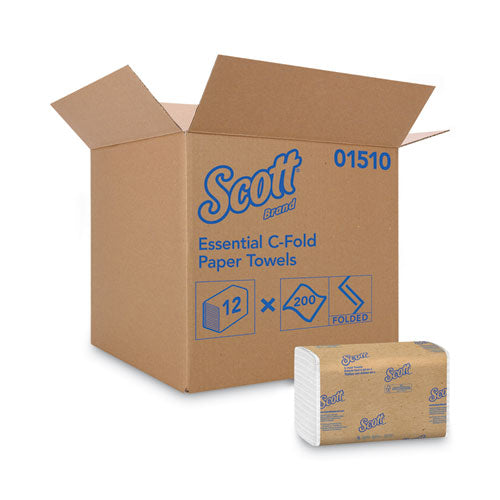 Scott 1510 Essential C-Fold Towels for Business, Absorbency Pockets, 1-Ply, 10.13 x 13.15, White, 200/Pack, 12 Packs/Carton