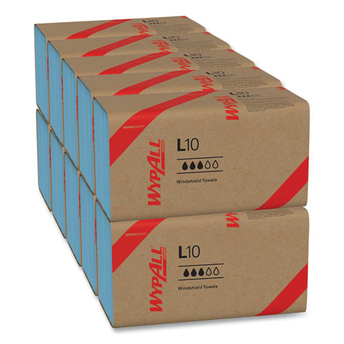 Wypall KCC 05123 L10 Windshield Towels, 1-Ply, 9 1/10 X 10 1/4, 1-Ply, 224/pack, 10 Packs/carton