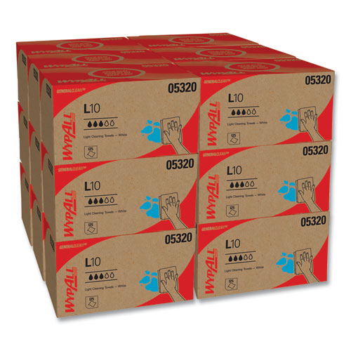 Wypall 05320 L10 Towels, Pop-Up Box, 1ply, 9 X 10 1/2, White, 125/box, 18 Boxes/carton