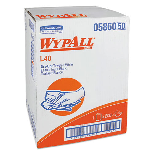 Wypall KCC 05860 L40 Towels, Dry Up Towels, 19 1/2" X 42", White, 200 Towels/roll