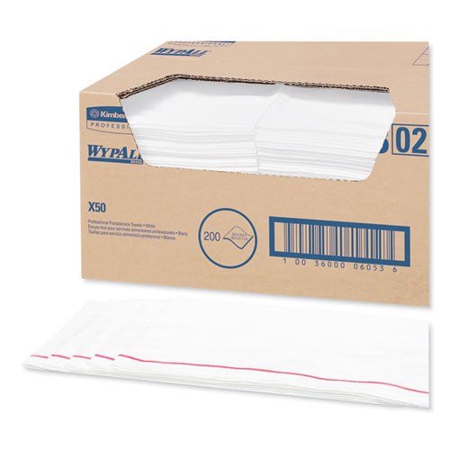 Wypall KCC 06053 X50 Foodservice Towels, 1/4 Fold, 23 1/2 X 12 1/2, White, 200/carton