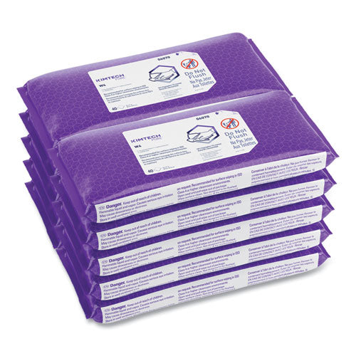 Kimtech 6070 W4 PreSat Alcohol Wipers, 70% IPA, 1-Ply, 9 x 11, White, 40/Pack, 10 Packs/Carton