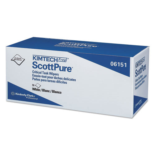 Kimtech KCC 06151 SCOTTPURE Critical Task Wipers, 12 x 23, White, 50/Box, 8 Boxes/Carton