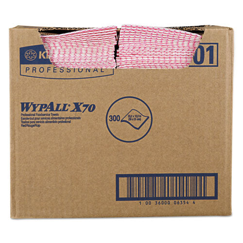Wypall KCC 06354 X70 Wipers, 12 1/2 X 23 1/2, Red, 300/box