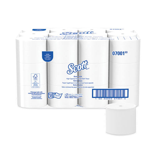 Scott 07001 Essential Extra Soft Coreless Standard Roll Bath Tissue, Septic Safe, 2-Ply, White, 800 Sheets/roll, 36 Rolls/carton