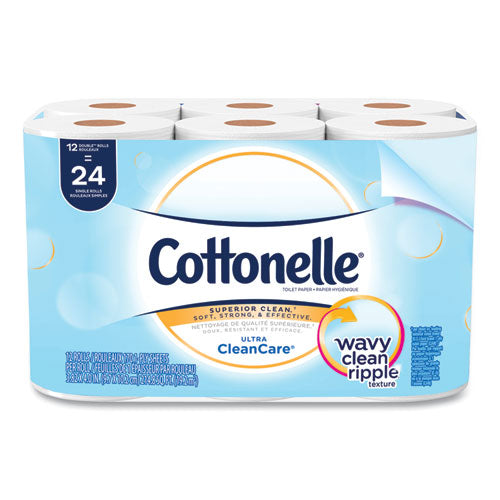 Cottonelle 12456 Clean Care Bathroom Tissue, Septic Safe, 1-Ply, White, 170 Sheets/roll, 48 Rolls/carton