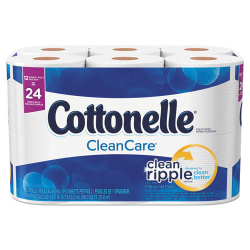 Cottonelle 12456 PACK Clean Care Bathroom Tissue, Septic Safe, 1-Ply, White, 170 Sheets/roll, 12 Rolls/pack