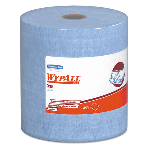 Wypall KCC 12889 X90 Cloths, Jumbo Roll, 11 1/10 X 13 2/5, Denim Blue, 450/roll, 1 Roll/carton