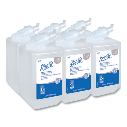 Scott 12977 Essential Alcohol-Free Foam Hand Sanitizer, 1,000 Ml Cassette, Unscented, 6/carton