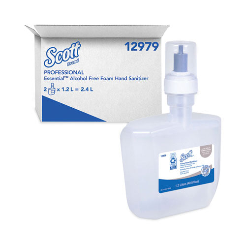 Scott 12979 Essential Alcohol-Free Foam Hand Sanitizer, 1,200 Ml, Unscented, 2/carton