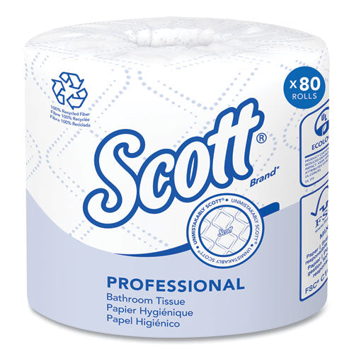 Scott 13217 Scott Standard Roll Bathroom Tissue White 4.1" x 4.0" 100% Recycled Fiber 506 Sheets - 80 / cs