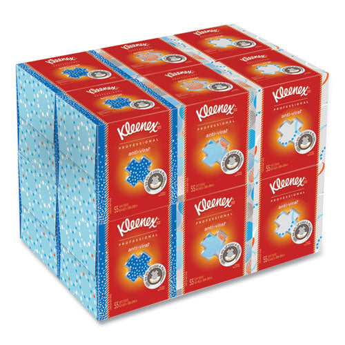 Kleenex KCC 21286 Boutique Anti-Viral Facial Tissue, 3-Ply, White, Pop-Up Box, 60 Sheets/box, 3 Boxes/pack, 4 Packs/carton