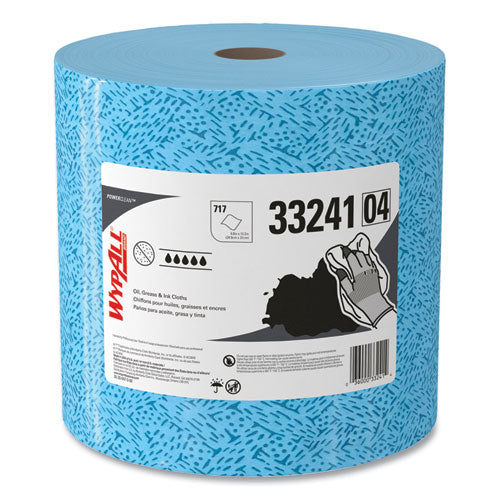 Wypall 33241 Oil, Grease And Ink Cloths, Jumbo Roll, 9 3/5 X 13 2/5, Blue, 717/roll