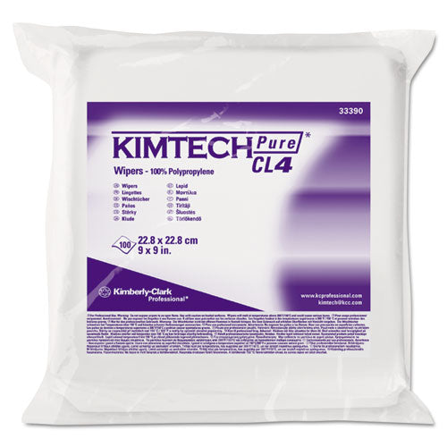 Kimtech 33390 W4 Critical Task Wipers, Flat Double Bag, 3-Ply, 9 x 9, Unscented, White, 100/Bag, 5 Bags/Carton