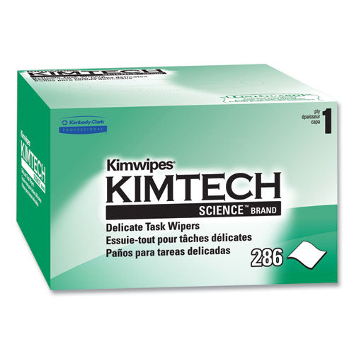 Kimtech 34155 Kimwipes, Delicate Task Wipers, 1-Ply, 4.4 x 8.4, 286/Box