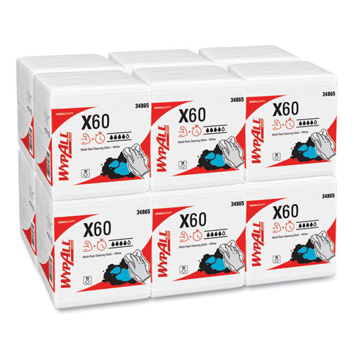 Wypall 34865 X60 Cloths, 1/4 Fold, 12 1/2 X 13, White, 76/box, 12 Boxes/carton