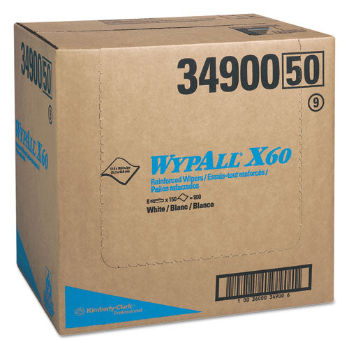 Wypall 34900 X60 Cloths, Flat Sheet, 12 1/2 X 16 4/5, White, 150/bx, 6/ct
