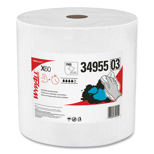 Wypall 34955 X60 Cloths, Jumbo Roll, White, 12 1/2 X 13 2/5, 1100 Towels/roll