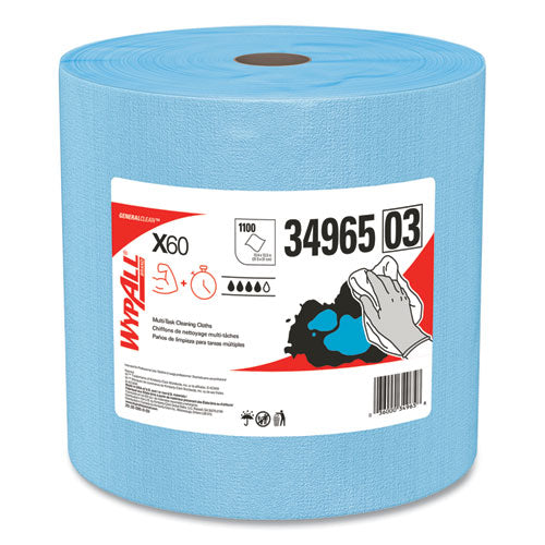 Wypall 34965 X60 Cloths, Jumbo Roll, 12 1/2 X 13 2/5, Blue, 1100/roll