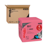 Wypall 41029 X80 Cloths, 1/4 Fold, Hydroknit, 12 1/2 X 12, Red, 50/box, 4 Boxes/carton