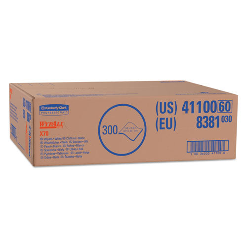 Wypall 41100 X70 Cloths, Flat Sheet, 14.9 X 16.6, White, 300/carton