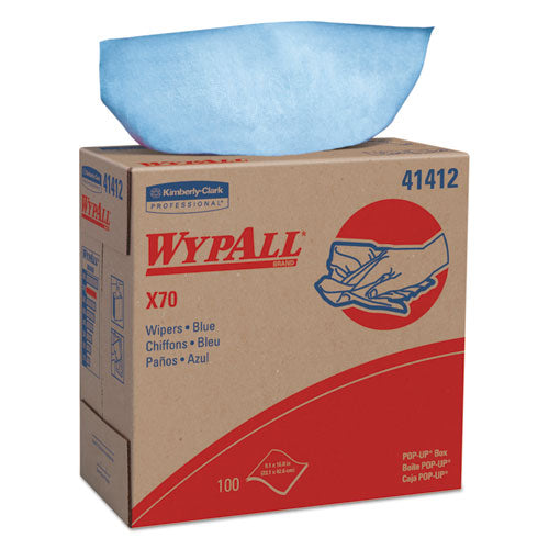 Wypall 41412 X70 Cloths, Pop-Up Box, 9 1/10 X 16 4/5, Blue, 100/box, 10 Boxes/carton