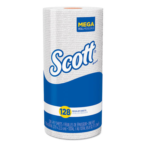 Scott 41482 Kitchen Roll Towels, 1-Ply, 11 x 8.75, White, 128/Roll, 20 Rolls/Carton