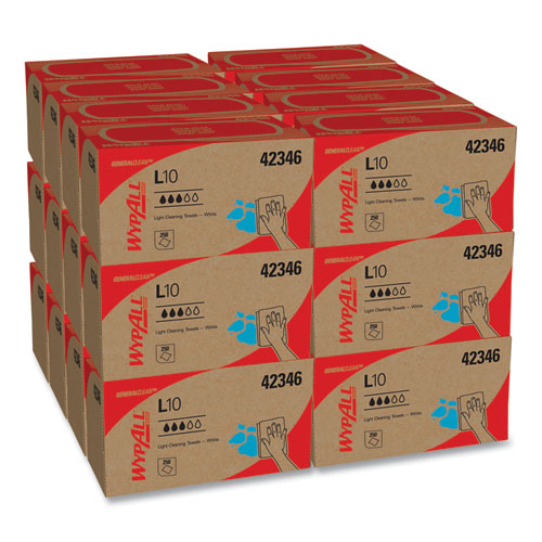 Wypall 42346 L10 Towels, Pop-Up Box, 1-Ply, 10 1/4 X 9, White, 250/box