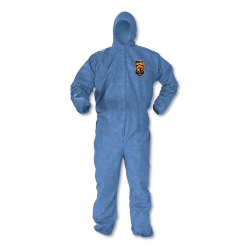 Kleenguard KCC 45024 A60 Elastic-Cuff, Ankles and Back Hooded Coveralls, X-Large, Blue, 24/Carton