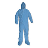 Kleenguard KCC 45357 A65 Zipper Front Hood and Boot Flame-Resistant Coveralls, Elastic Wrist and Ankles, 4X-Large, Blue, 21/Carton