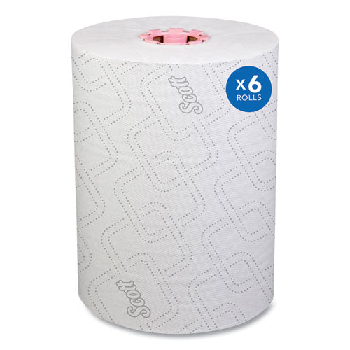 Scott 47032 Slimroll Towels, 1-Ply, 8" x 580 ft, White/Pink Core, Traditional Business, 6 Rolls/Carton