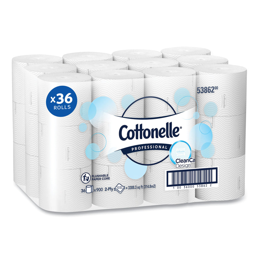 Cottonelle 53862 Clean Care Bathroom Tissue, Septic Safe, 2-Ply, White, 900 Sheets/Roll, 36 Rolls/Carton