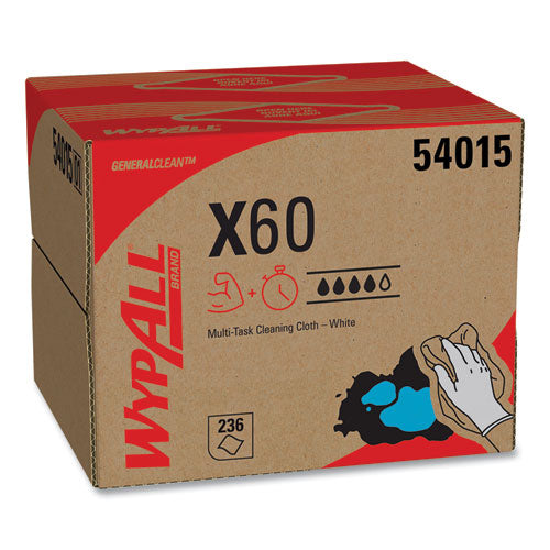 Wypall 54015 General Clean X60 Cloths, 12.5 x 16.8, White, 236/Carton