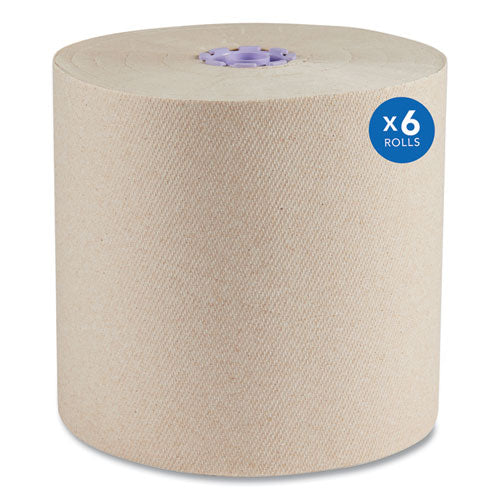 Scott 54038 Essential 100% Recycled Fiber Hard Roll Towel, 1-Ply, 8" x 700 ft, 1.75" Core, Brown, 6 Rolls/Carton
