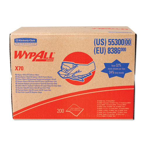 Wypall 55300 X70 Cloths, 12.5 x 16.8, White 200/Carton