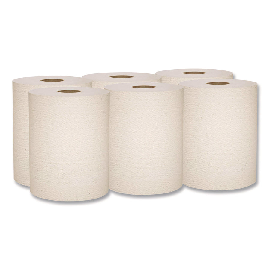 Scott 56758 Essential 100% Recycled Fiber Hard Roll Towel, 1-Ply, 8" x 800', 1.5" Core, Brown, 6 Rolls/Carton