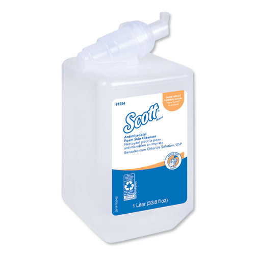 Scott KCC 91554 Antimicrobial Foam Skin Cleanser, Fresh Scent, 1,000 mL Bottle, 6/Carton