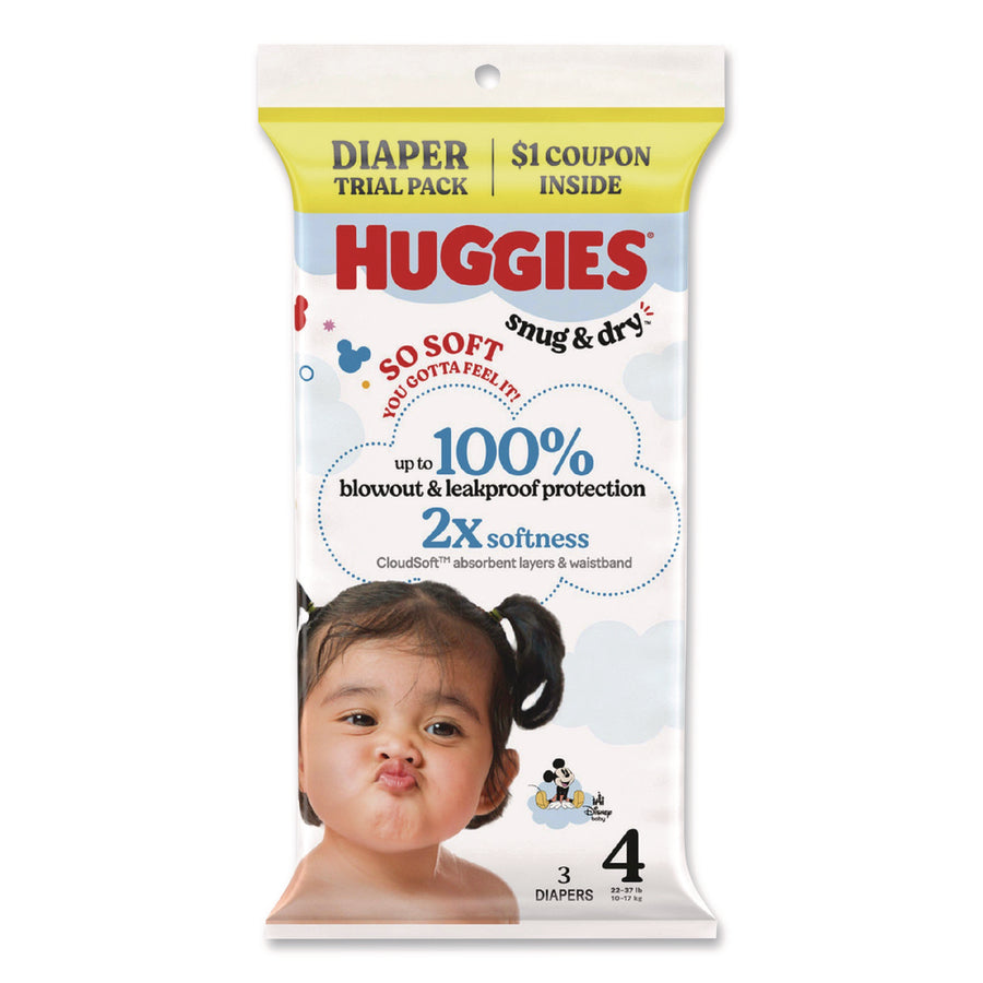 Huggies 57030 Snug and Dry, Size 4, 22 lbs to 37 lbs, Disney Design, 3 Diapers/Pack, 30 Packs/Carton