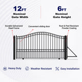 12x6 ft Steel Sliding Driveway Gate