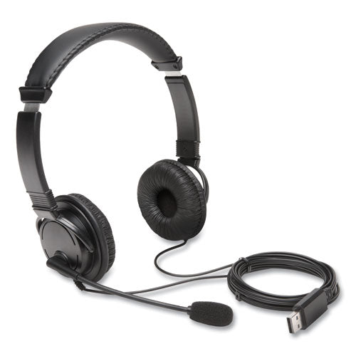 Kensington K97601WW Hi-Fi Headphones with Microphone, 6 ft Cord, Black