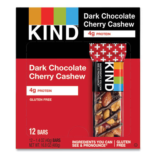 KIND 17250 Plus Nutrition Boost Bar, Dk Chocolatecherrycashew/antioxidants, 1.4 Oz, 12/box