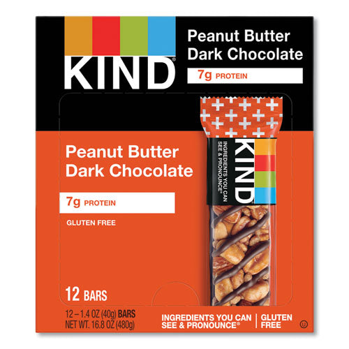KIND 17256 Plus Nutrition Boost Bar, Peanut Butter Dark Chocolate/protein, 1.4 Oz, 12/box
