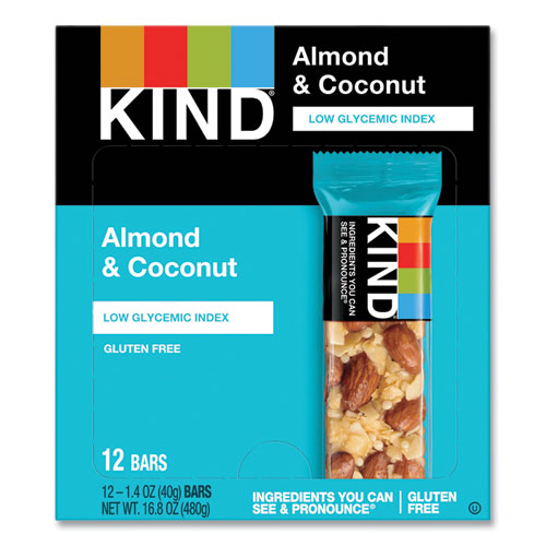 KIND 17828 Fruit And Nut Bars, Almond And Coconut, 1.4 Oz, 12/box