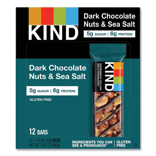 KIND 17851 Nuts And Spices Bar, Dark Chocolate Nuts And Sea Salt, 1.4 Oz, 12/box