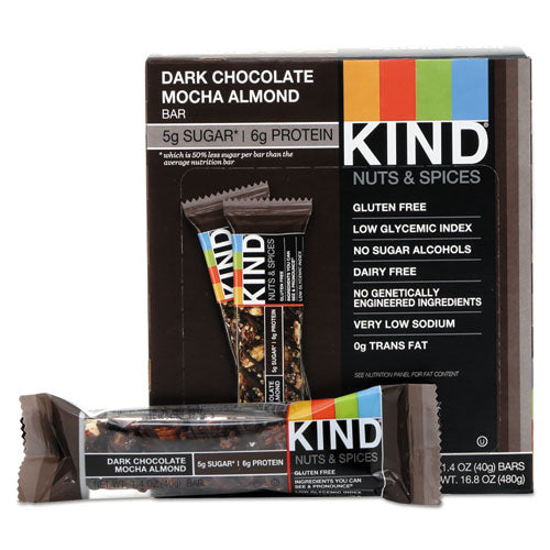 KIND 18554 Nuts And Spices Bar, Dark Chocolate Mocha Almond, 1.4 Oz Bar, 12/box